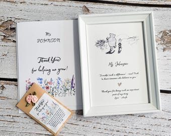 Personalised Teacher Appreciation Gift Set - Thank You Card, Frame & Seed Packet