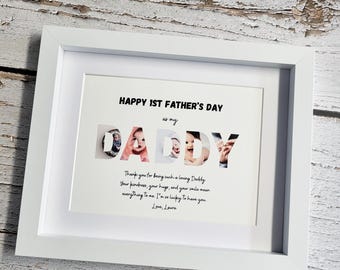 Personalised 1st Father’s Day Photo Frame – Baby Photo Collage Gift for Dad