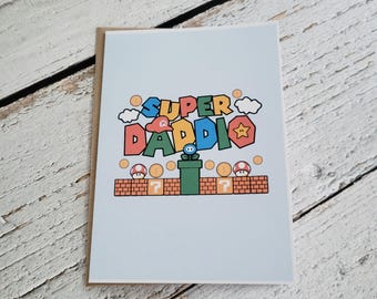Super Dad Card,  Funny Mario Father’s Day Card, Gamer Gift