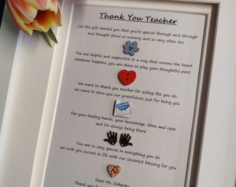 Personalised Thank you Teacher Gift Frame, Gift For Teacher, End of school year gift, School nursery, Class gift, Gift for Teachers