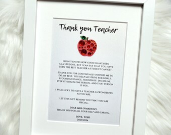Personalised Thank You Teacher Frame - Appreciation Gift - Custom School Gift