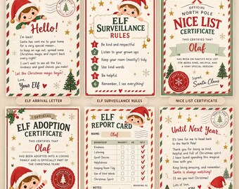 Personalised Elf Christmas Bundle, 6 Festive Printables (Digital Download)