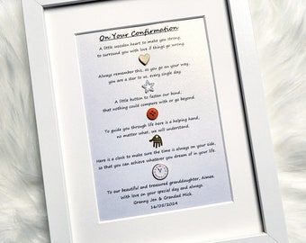 Personalised framed print gift for Boy’s or Girl’s Confirmation Day