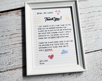 Personalised Teacher Thank You Gift, Letter Frame, End of Year Teacher Appreciation Keepsake