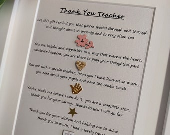 Personalised Thank you Teacher Gift Frame, Gift For Teacher, End of school year gift, School nursery, Class gift, Gift for Teachers