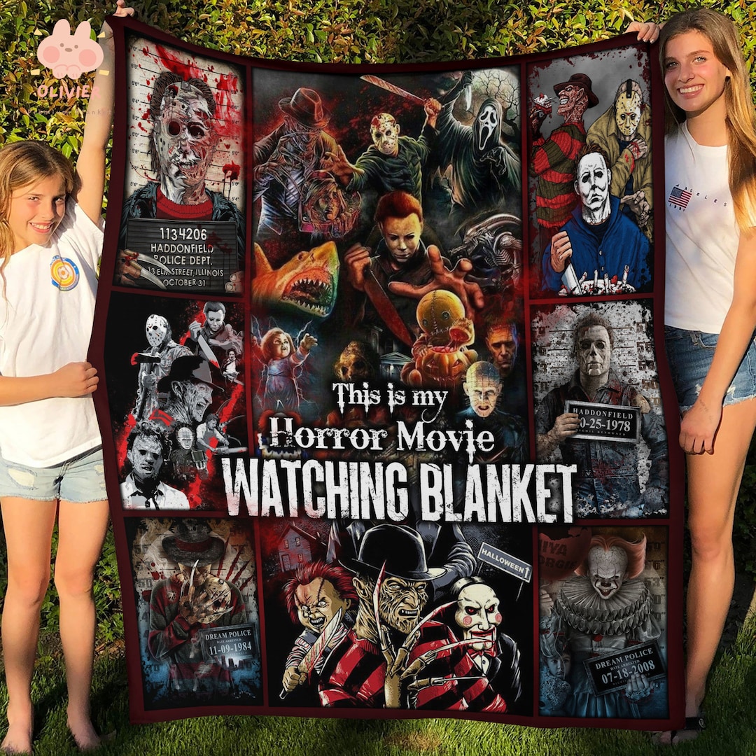 This is My Horror Movies Watching Fleece Blanket, Premium Sherpa Blanket, Halloween Blanket