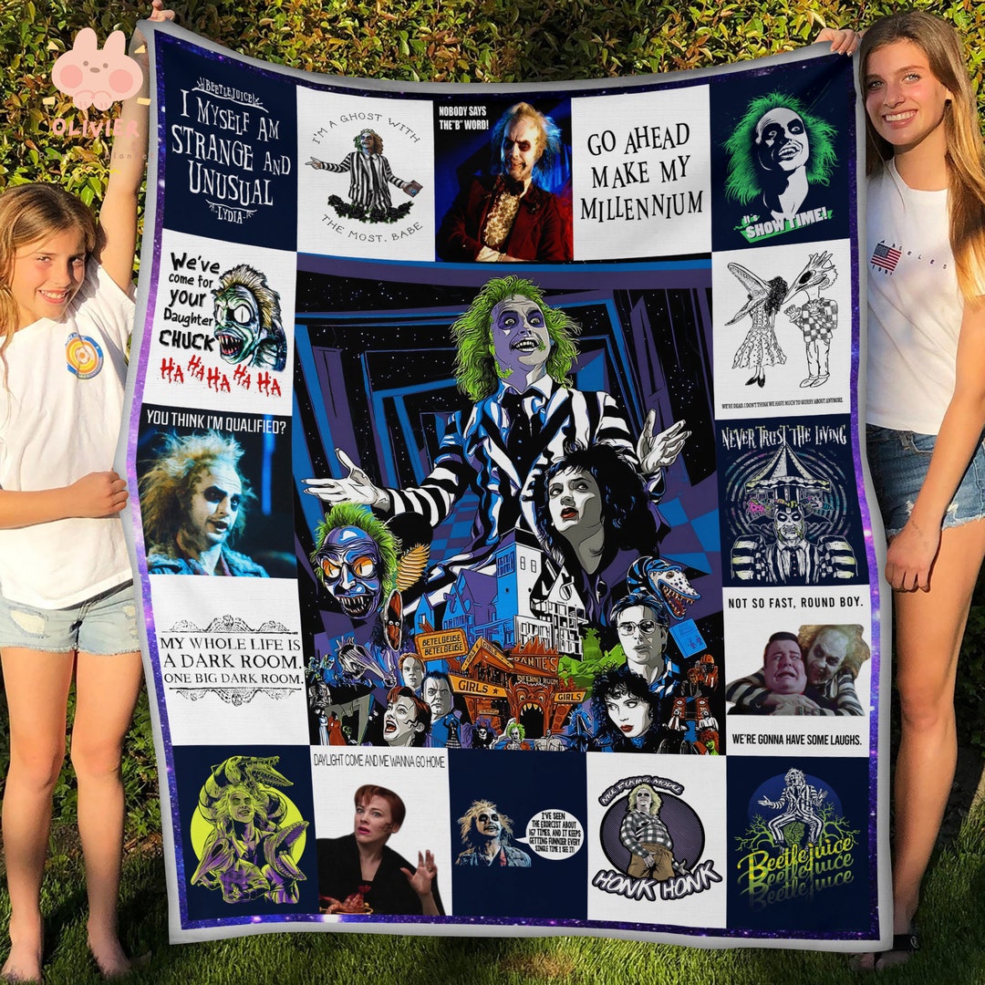 Beetlejuice Quilt for Fans Fleece Blanket, Premium Sherpa Blanket