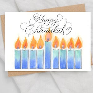 Chanukah Card Whimsical Menorah Candles - PDF scaricabile - Stampa il tuo - Formato A7 7"x5"