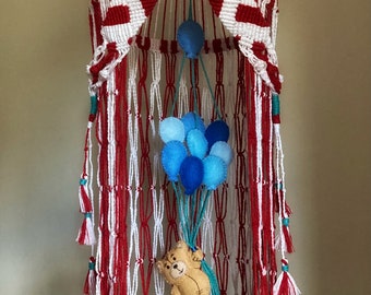 Circus Teddy Bear Macrame Mobile