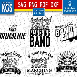 Marching Band, Instruments, Band, Marching, Drumline, High School Marching Band, Music, SVG, PMG, PDF