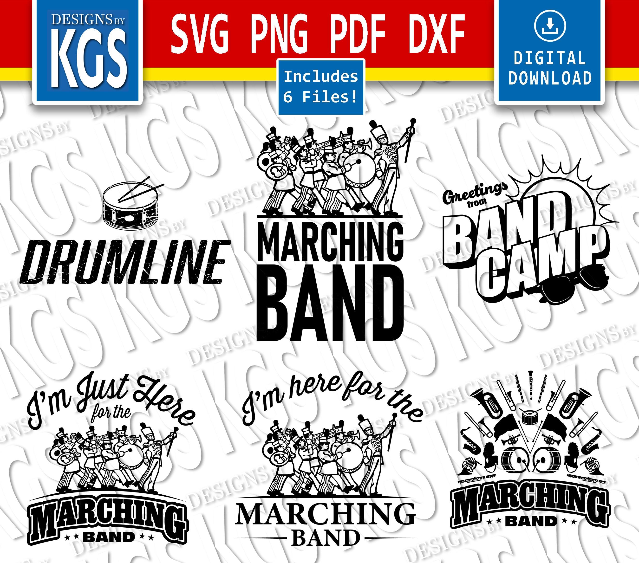 Marching Band, Instruments, Band, Marching, Drumline, High School Marching Band, Music, SVG, PMG, PDF
