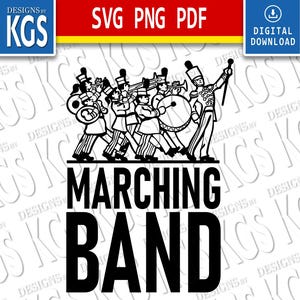 Marching Band, Instruments, Band, Marching, Music, SVG, PMG, PDF