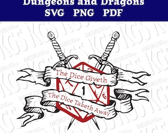 Dungeons and Dragons Role Playing Games Dice Table Top Games , SVG PDF PNG Cricut Decal Shirts Gifts