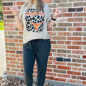 Longhorns Cheetah Glitter T, FAUX SEQUIN T Shirt Direct to film imaging