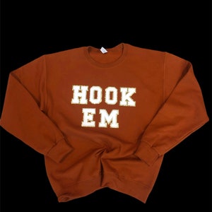 HOOK EM, Longhorns, Sugar Bowl Shirts, Chenille Sweatshirt, (Machine Sewn) #FestiveEtsyFinds