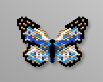 Blue and Gold Butterfly Peyote Beading Pattern (PDF Download)