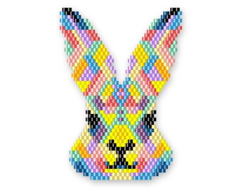 Colored rabbit brooch - Brick Stitch PDF pattern, Seed bead pattern, Easter rabbit Miyuki bead brooch pattern