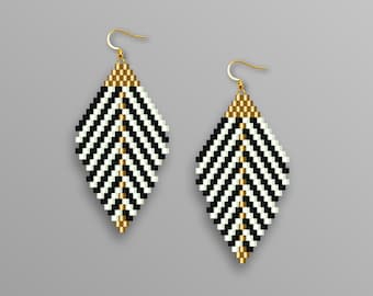 Miyuki Bead Earring Pattern: Striped Feather Design (PDF Pattern)
