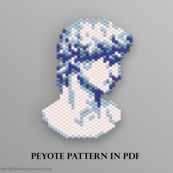 David - Michelangelo - Peyote PDF brooch pattern, David beaded bust, Miyuki bead brooch pattern, David Statue pattern, keychain, charm