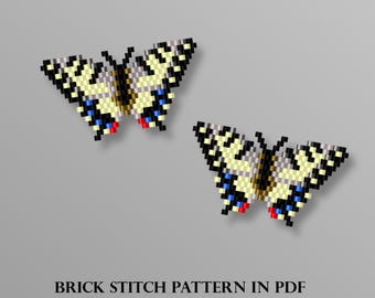 Beaded Swallowtail Butterfly Earrings Pattern: DIY Brick Stitch Jewelry (PDF Download)