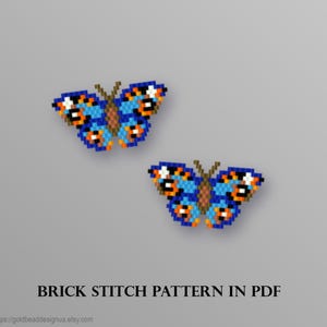 Blue Pansy Butterfly Earrings Pattern: Beaded Brick Stitch DIY (PDF Download)