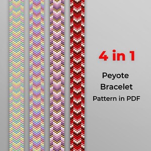 4 Peyote bracelets - PDF beading pattern, instant download, simple bracelet pattern
