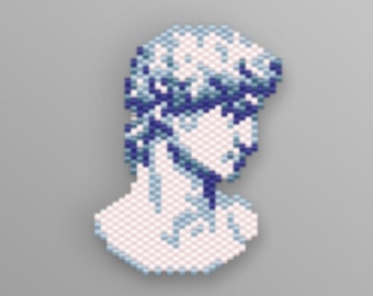 David - Michelangelo - Peyote PDF brooch pattern, David beaded bust, Miyuki bead brooch pattern, David Statue pattern, keychain, charm