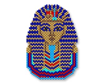 Pharaoh Tutankhamun - Peyote Stitch brooch pattern, Egyptian mummy pattern, Ancient Egypt, Beaded Mummy Statue, Bust of the Pharaoh keychain