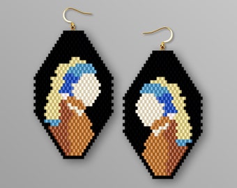 Girl with a Pearl Earring: Brick Stitch Beading Pattern (PDF Pattern)