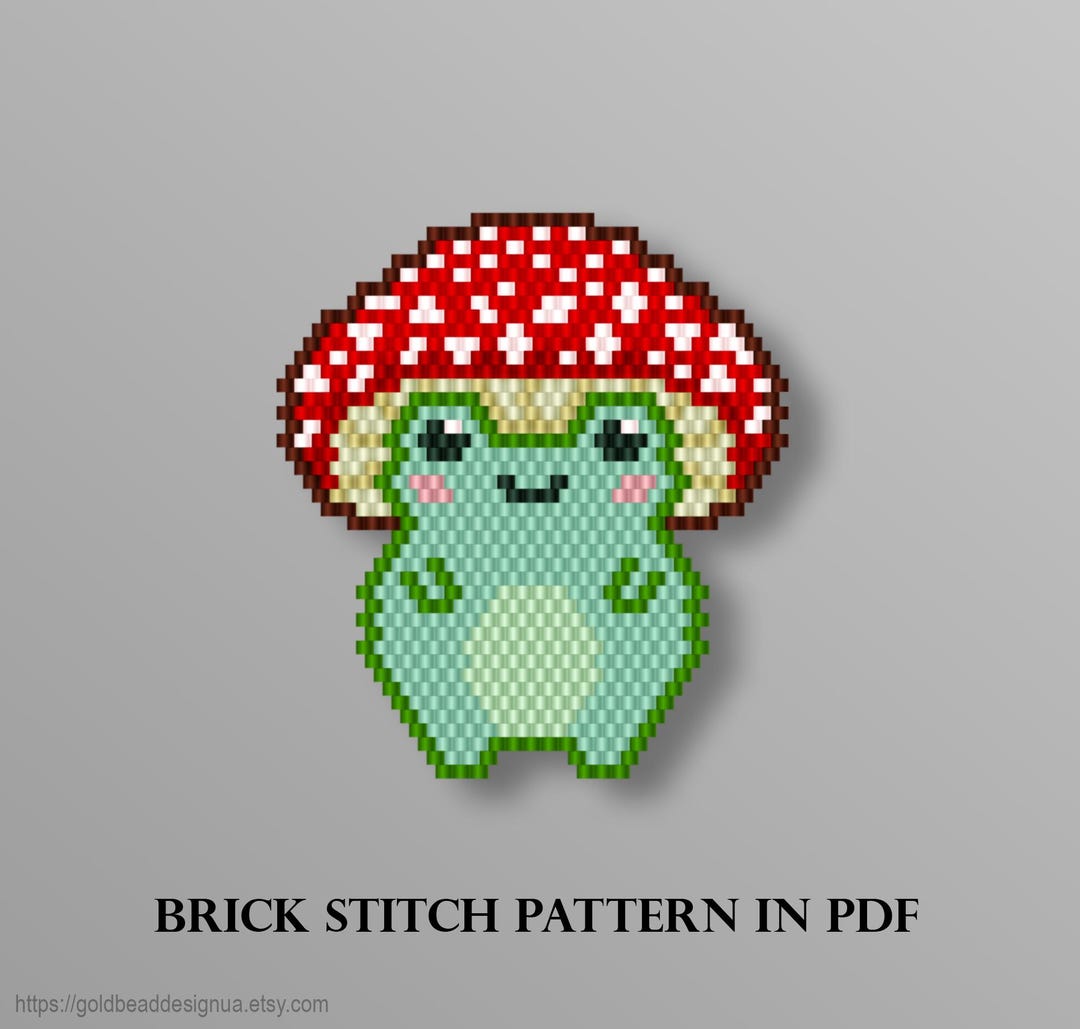 Mushroom Frog Seed Bead Pattern, Kawaii Beaded Pendant Keychain (PDF ...