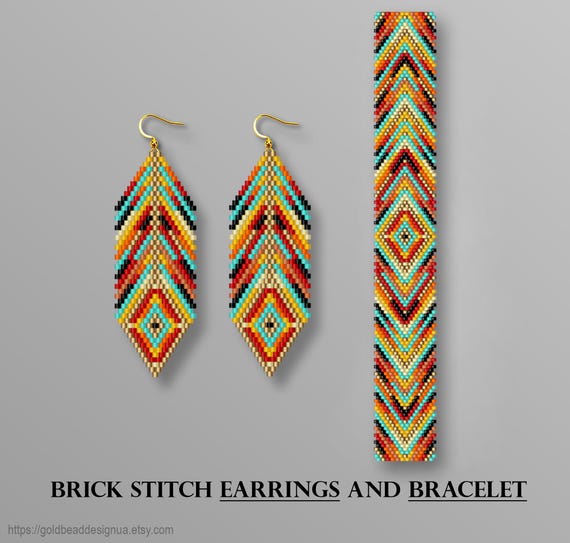 Beaded Earrings and Bracelet Pattern: Native American Style (PDF Download)