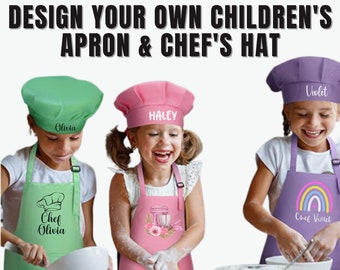 Kid's Personalised Aprons | Design Your Own Children's Apron | Junior Chef |  Preschool | Painting | Arts and Crafts | Kids Cooking Parties