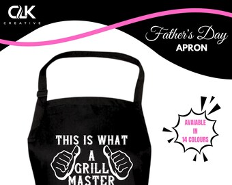 Father's Day Apron | This Is What A Grill Master Looks Like | Chef Apron | Cooking Apron | Gift for Dad-Grandfather-Granddad-Grandpa-pops