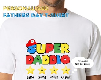 Personalised Father's Day T-Shirt | SUPER DADDIO | Father’s Day  | Fun T-Shirt | Father | Dad