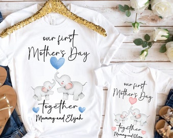 Personalised Our First Mother's Day Matching T-Shirt and Onesie | 1st Mother's Day Together | Mummy and Me | Mothers Day Gift | Keepsake