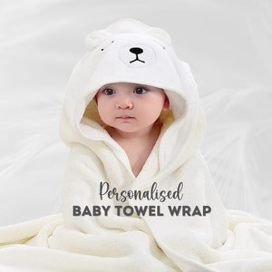 Personalised Baby Towel Wrap | Cute Animal Designs | Perfect Gift for Baby Shower or New Born Gift