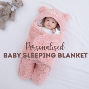 Personalised Baby Sleeping Blanket | 0 to 12 mths | Mother to be | Soft Bear Baby Blanket | Newborn Gift | Baby Shower | Baby Boy - Girl