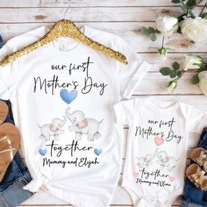 Personalised Our First Mother's Day Matching T-Shirt and Onesie Set 1st Mother's Day Together Mummy and Me Mothers Day Gift Keepsake image 1