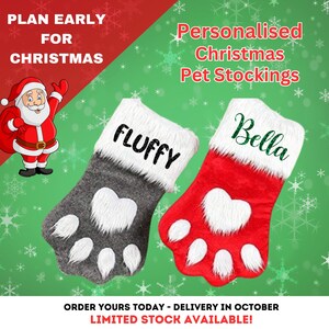 Personalised Pet Christmas Stocking | Paw print stockings | Pet stocking for furry friends | Cats - Dogs | Pet Christmas decoration