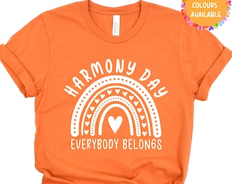 Harmony Day T-Shirt | School - Teacher T-Shirt | Everybody Belongs Shirt | Rainbow Heart Tee