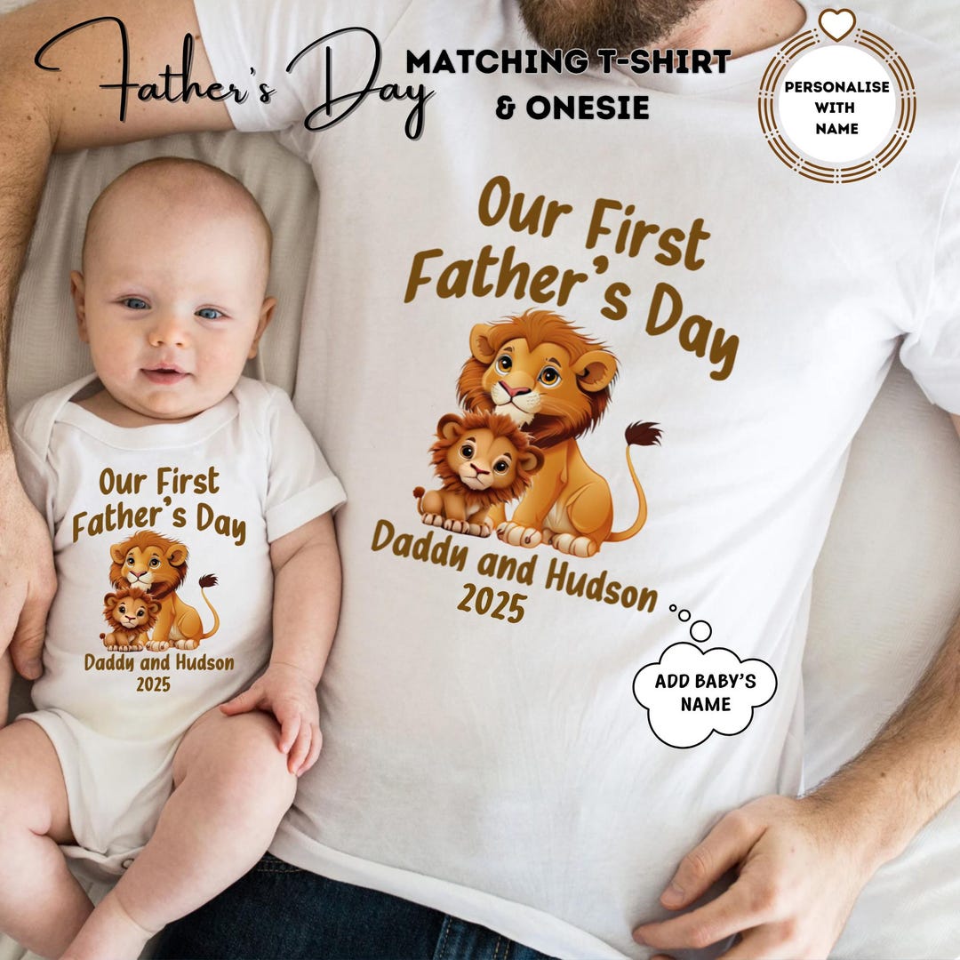 Buy Personalised Matching Father's Day T-shirt Baby Onesie Set Father’s  Day 1st Father’s Day New Parent New Born Baby Father Dad