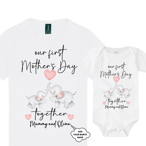 Personalised Our First Mother's Day Matching T-Shirt and Onesie Set 1st Mother's Day Together Mummy and Me Mothers Day Gift Keepsake image 4