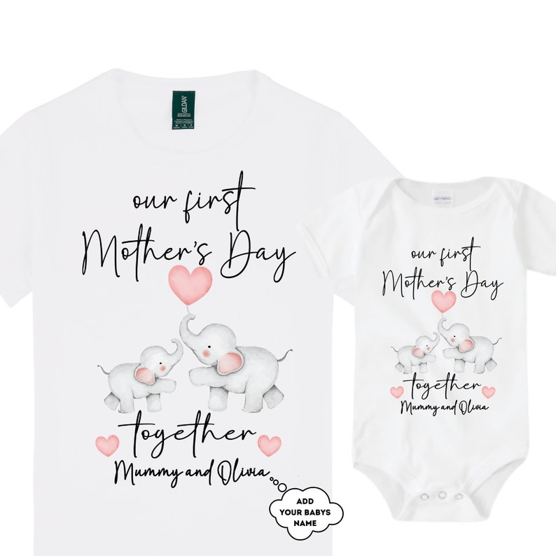 Personalised Our First Mother's Day Matching T-Shirt and Onesie Set 1st Mother's Day Together Mummy and Me Mothers Day Gift Keepsake image 4