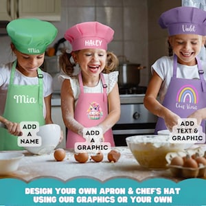 Kid's Personalised Aprons Design Your Own Children's Apron Junior Chef Preschool Painting Arts and Crafts Kids Cooking Parties image 2