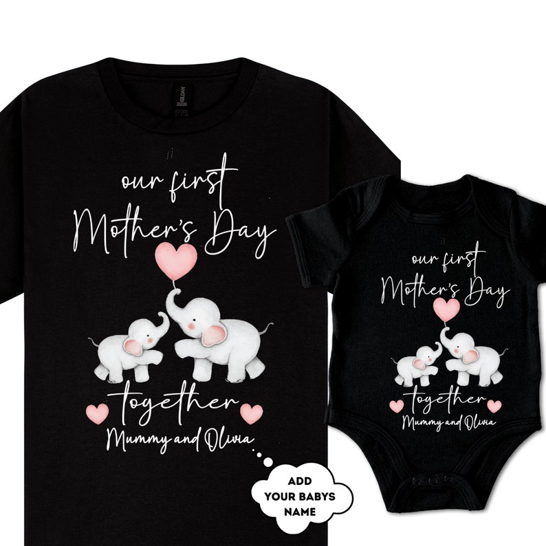 Personalised Our First Mother's Day Matching T-Shirt and Onesie Set 1st Mother's Day Together Mummy and Me Mothers Day Gift Keepsake image 5