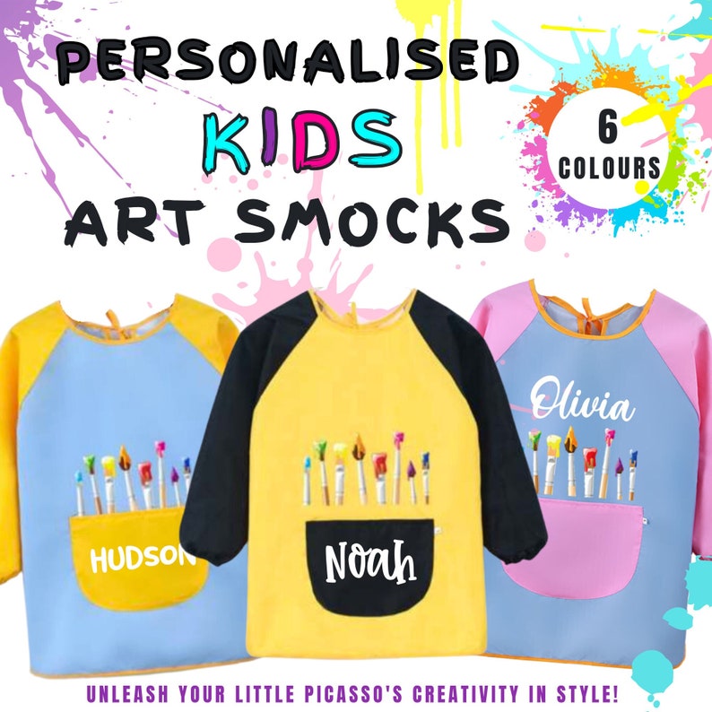 Personalised Art Smock Painting Art Smock Arts & Crafts Water proof Perfect Gift for Preschool Kindergarten Birthday Christmas image 1