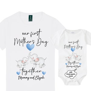 Personalised Our First Mother's Day Matching T-Shirt and Onesie Set 1st Mother's Day Together Mummy and Me Mothers Day Gift Keepsake image 3
