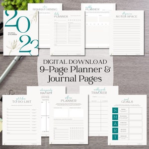 Digitaler Download | 9-Seiten-Planer & Journal Bundle | Minimalistisches, wunderliches Design