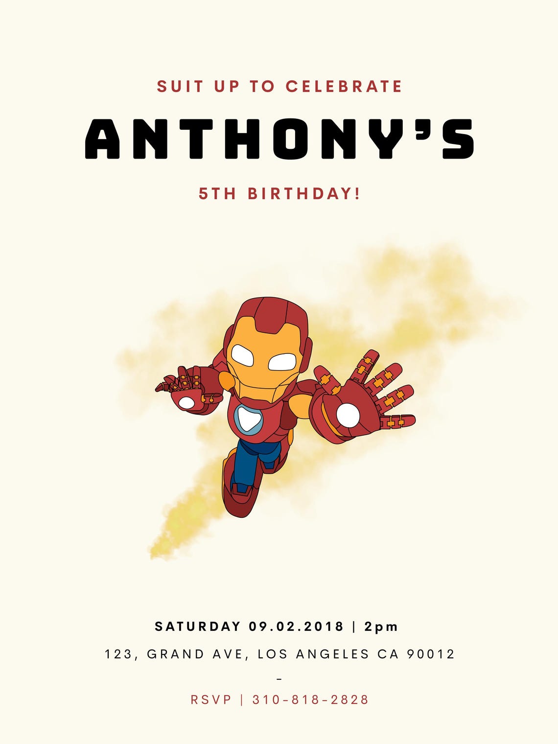 Iron Man Superhero Birthday Invitation Template, Canva Editable Digital ...