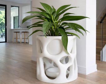 Großer Blumentopf mit Untersetzer | Drinnen und Draußen Pflanzentopf